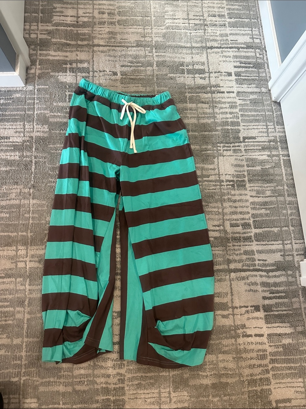 Free People Turquoise & Brown Striped Wide-Leg Beach Pants - Picture 5 of 5